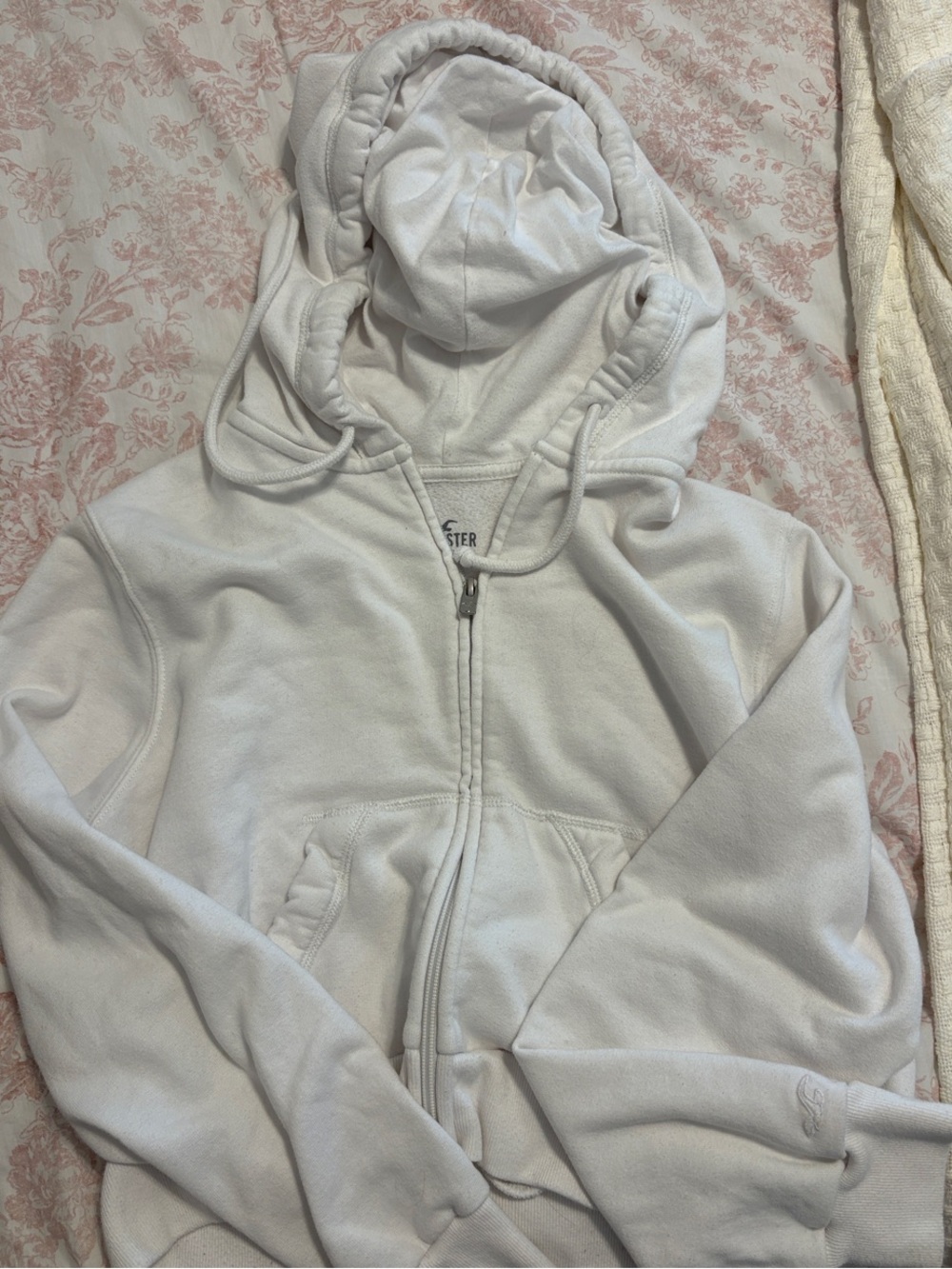 Hollister White Medium Crop -Zip Hoodie Jacket